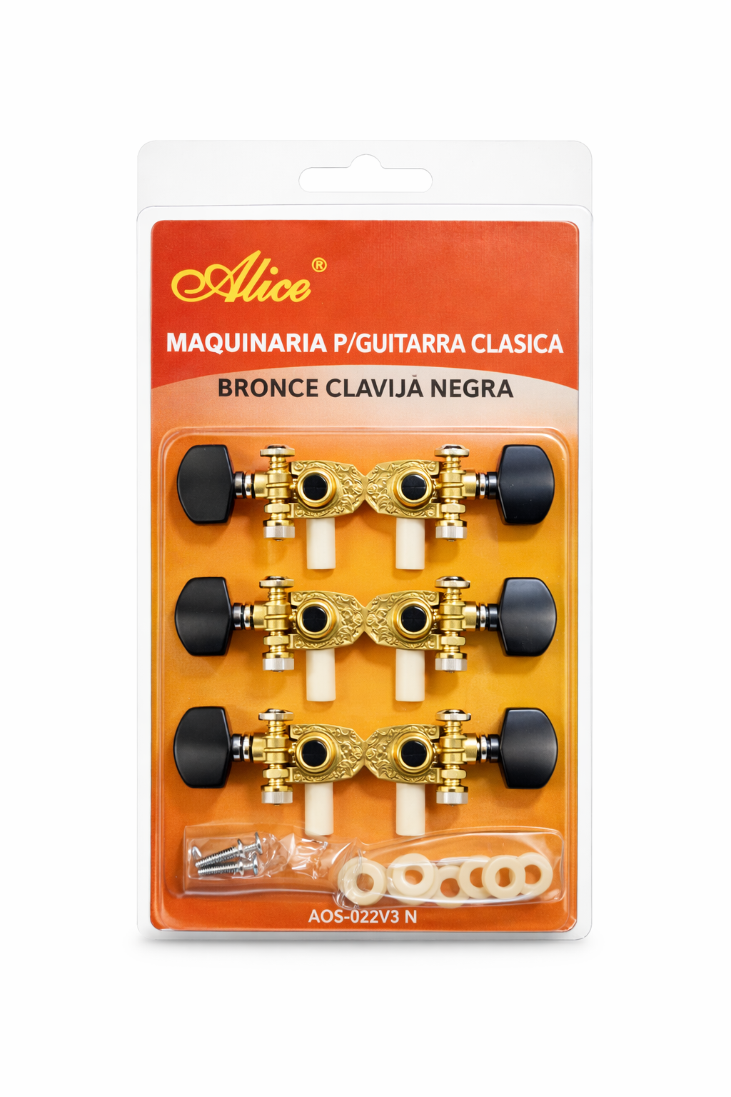 Maquinaria P/guitarra Clasica Bronce Clavija Negra Alice