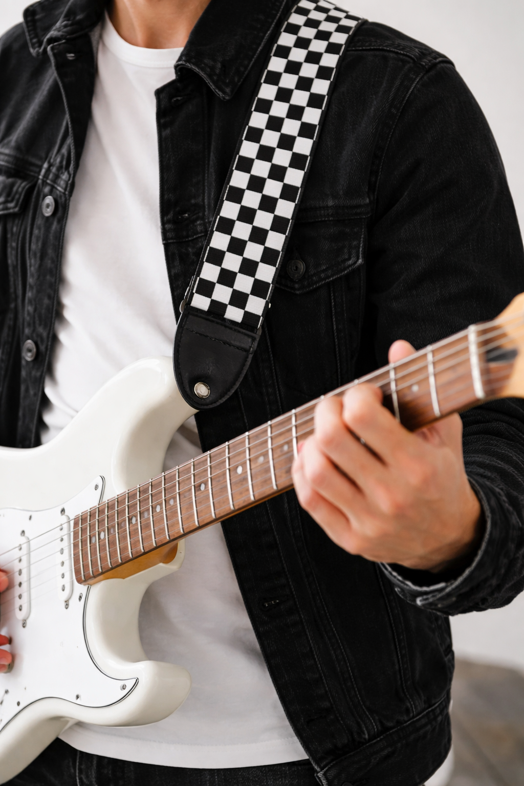Correa para Guitarra Cuadros Negro/Blanco