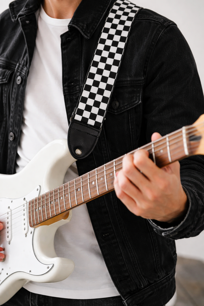 Correa para Guitarra Cuadros Negro/Blanco