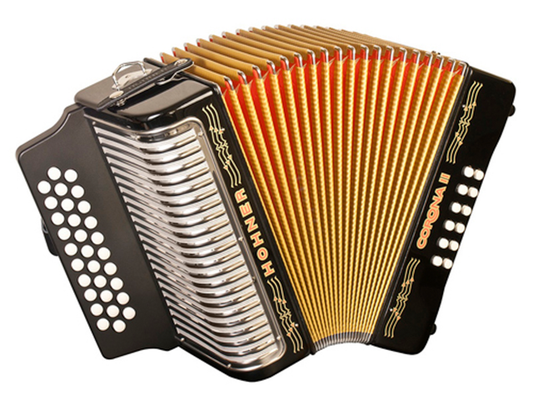 Acordeón Hohner Corona II Sol-Do-Fa Negro con Funda