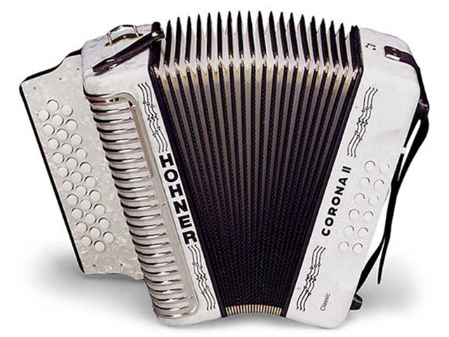 Acordeón Hohner Corona II Sol-Do-Fa Blanco con Funda