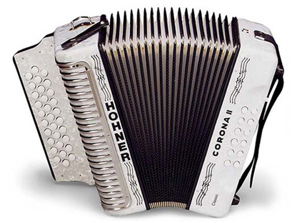 Acordeón Hohner Corona II Sol-Do-Fa Blanco con Funda