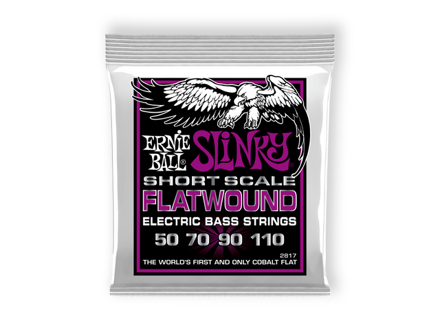 Ernie Ball 2817 — Encordadura Ernie Ball ''Power Slinky - Flatwound'' Para Bajo Electrico, Cobalto, 0.50-0.110