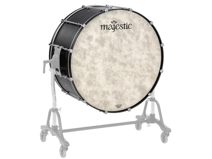 Majestic MCB3218 — Bombo Orquestal Majestic Black 32''X18'' Abedul Con Baqueton, Funda Y Atril