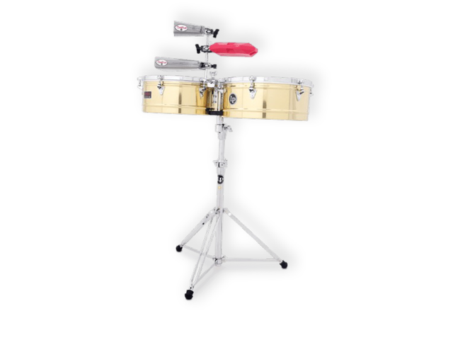 Timbales Latin Percussion Prestige 14'' y 15'' Bronce con Atril