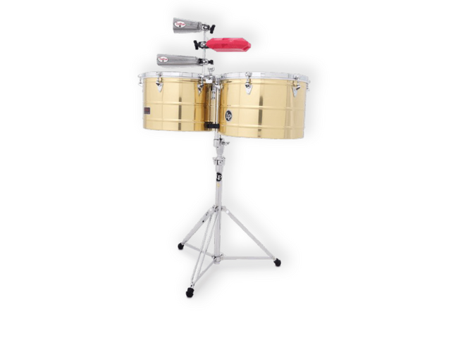 Timbales Latin Percussion Prestige 15'' y 16'' Bronce con Atril