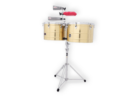 Timbales Latin Percussion Prestige 15'' y 16'' Bronce con Atril