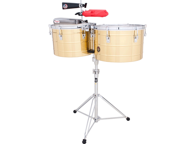 Timbales Latin Percussion 15'' y 16'' Latón con Atril Profesional