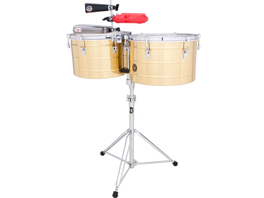 Timbales Latin Percussion 15'' y 16'' Latón con Atril Profesional