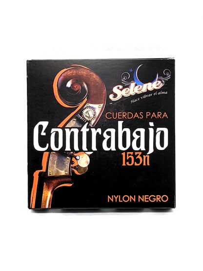 Juego de Cuerdas Contrabajo Entorchado Nylon Negro Alma de Seda 153N