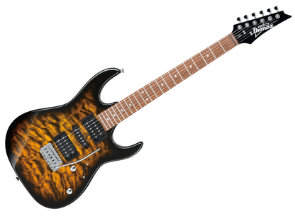 Ibanez GRX70QA-SB — Guitarra Electrica Ibanez ''Gio Rg''Ambar Transparente Sombreado Negro
