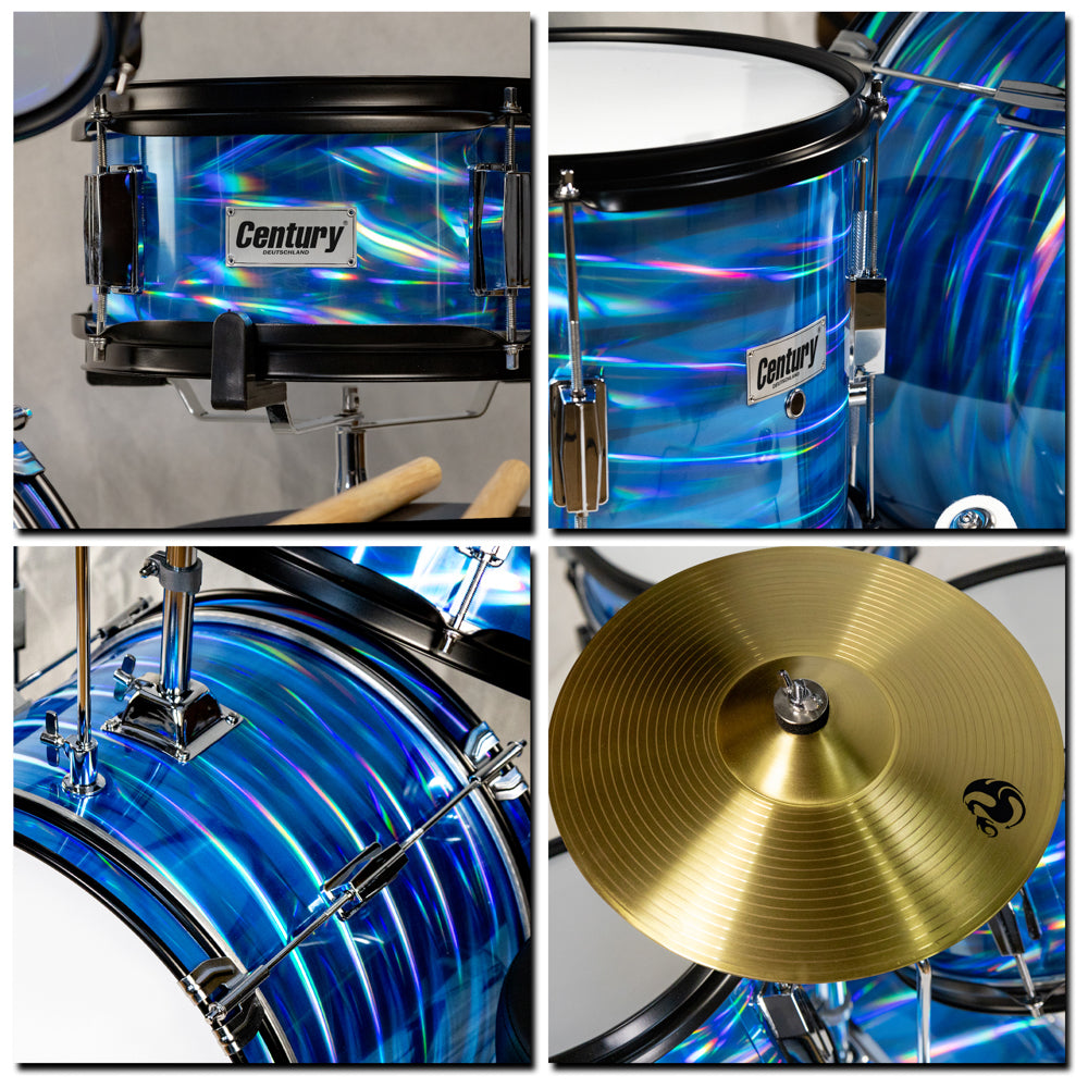Bateria Junior Azul 3d 5 Pzas Aro Negro Century
