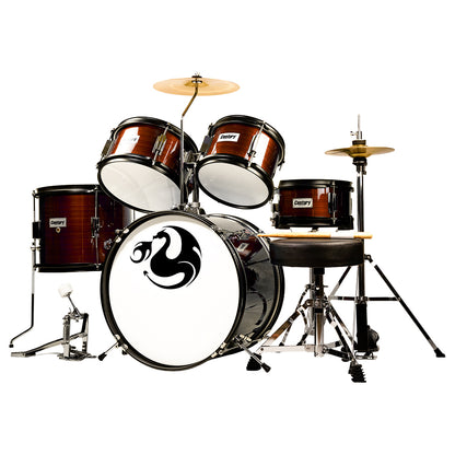 Bateria Junior Marron Rayado 5 Piezas Aro Negro Century