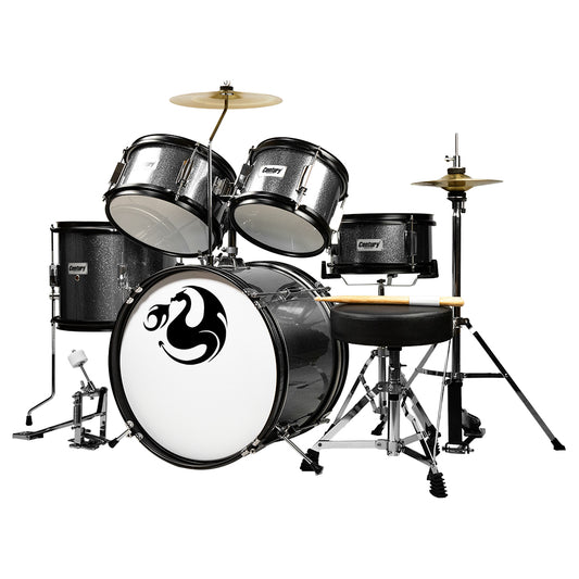 Bateria Junior 5 Piezas Gris Sparkle Aro Negro Century