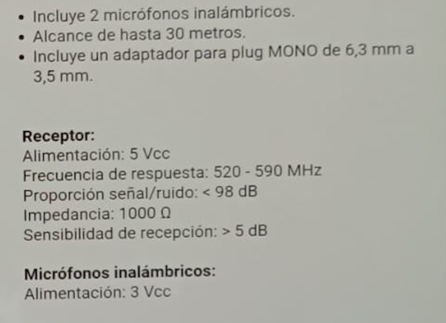 Sistema de Microfono Inalambrico Uhf
