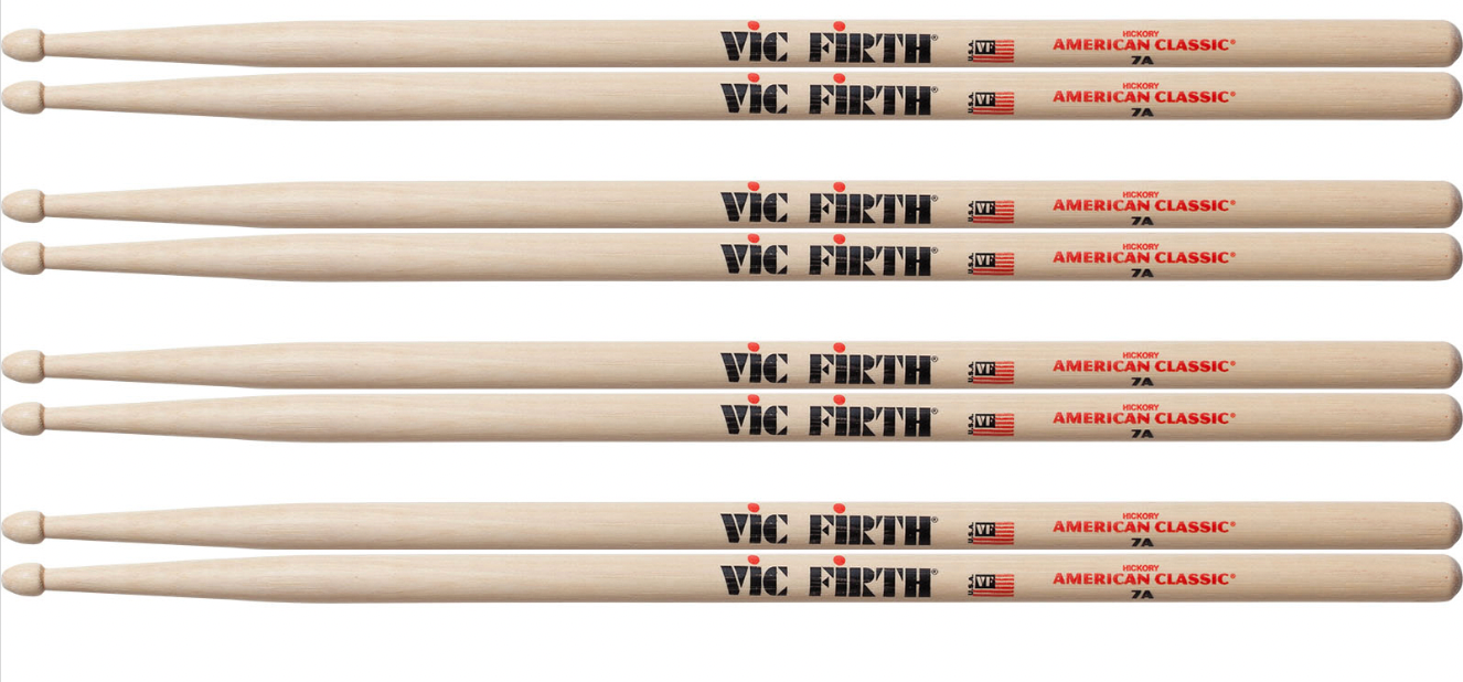 Paquete de Baquetas Vic Firth 7a 4x3