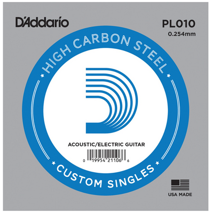 Cuerda Suelta D'Addario Guitarra Eléctrica/Acústica Custom .10 PL010