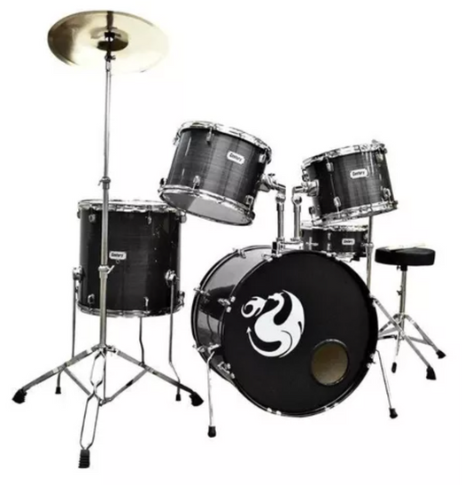 Bateria Profesional Gris Rayado 5 Pzas Aro Color Cromo Century