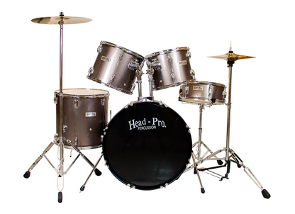 Batería Head-pro Profesional Bronce Metálico (5pz y Acces.) Hp-bate-3mtbz