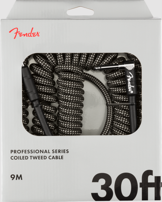 Cable Fender en Espiral Serie Professional, Tweed Gris, 30 ' 9m.