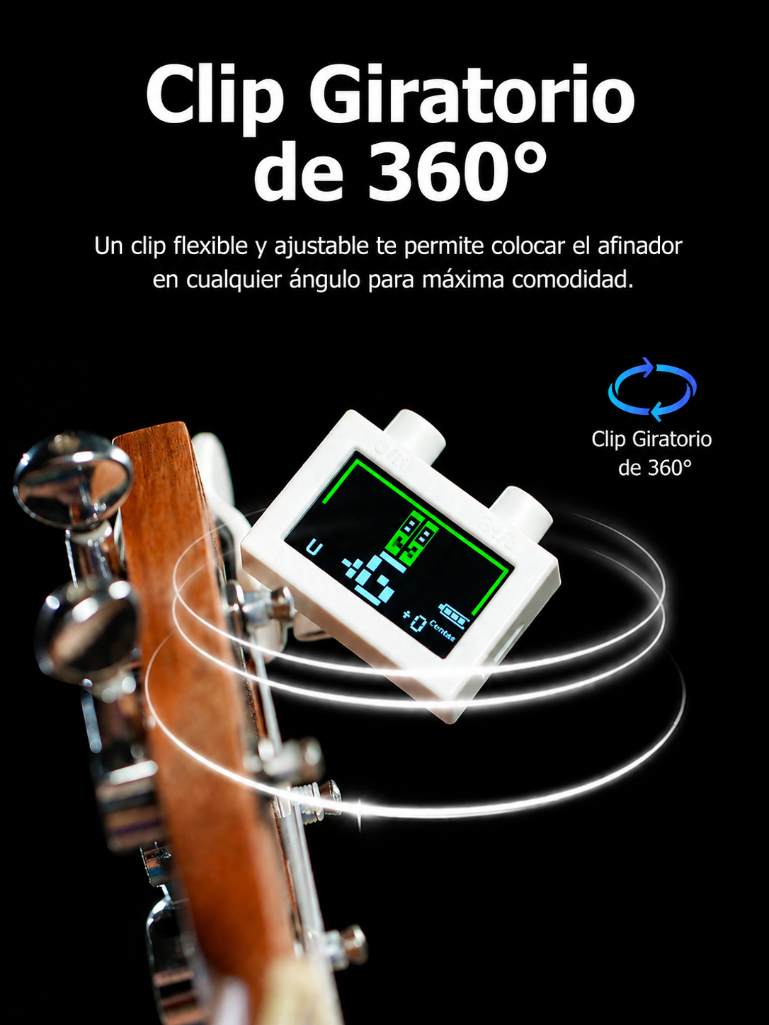 Afinador Digital Cromatico Guit bajo Uku Letu Azul Cherub