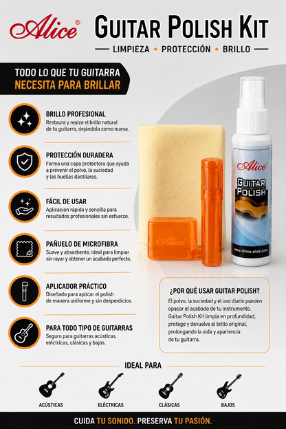 Polish para Guitarra y Bajo, con Encordador y Paño A039po-s