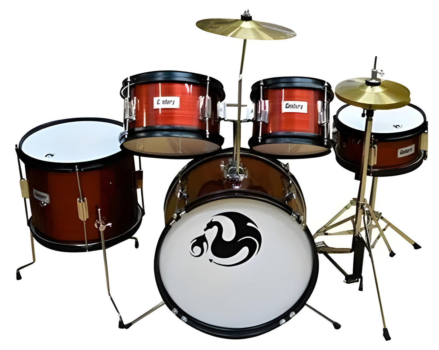 Bateria Junior Marron Rayado 5 Piezas Aro Negro Century