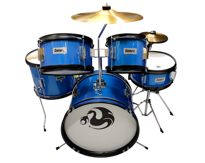 Bateria Junior Azul Claro Sparkle 5 Piezas Aro Negro Century