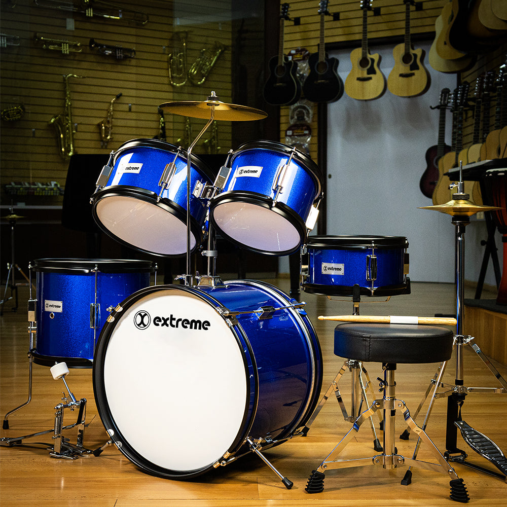 Bateria Junior 5 Piezas Azul Aro Negro Extreme