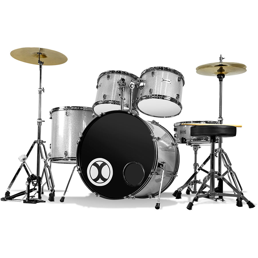 Bateria Profesional Plata Sparkle 5 Piezas Aro Color Cromo Extreme