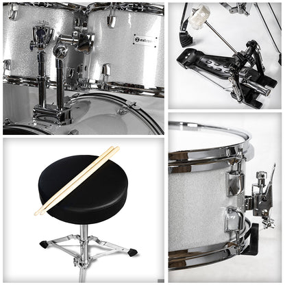 Bateria Profesional Plata Sparkle 5 Piezas Aro Color Cromo Extreme