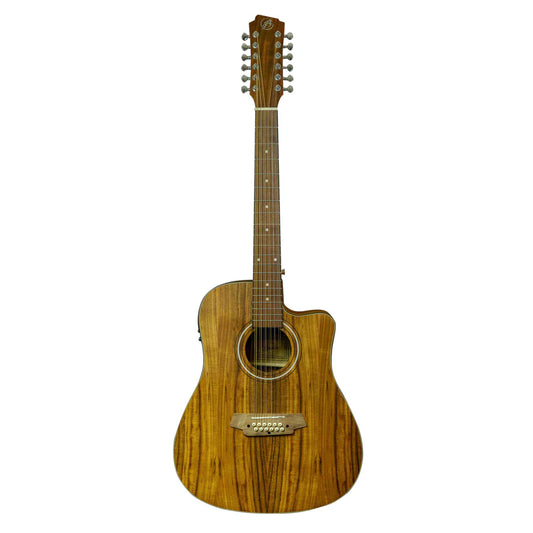 Guitarra Electroacústica de 12 Cuerdas (docerola) Bamboo Madera Koa con Corte Incluye Bridge Doctor y Funda Acolchada