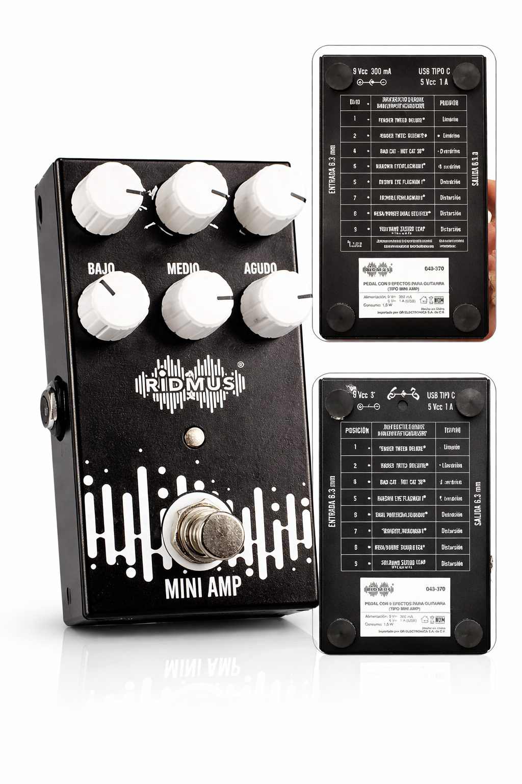 Pedal de 9 Efectos para Guitarra Electrica Tipo Mini Amp