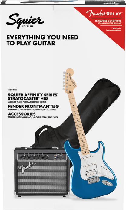Paquete Guitarra Eléctrica Fender Affinity Stratocaster HSS Lake Placid Azul