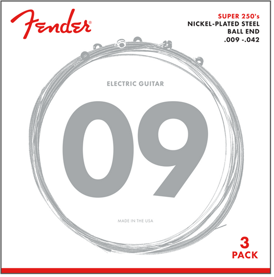 Encordadura Fender Guitarra Eléctrica 250L NPS Ball End .009-.042 3-Pack