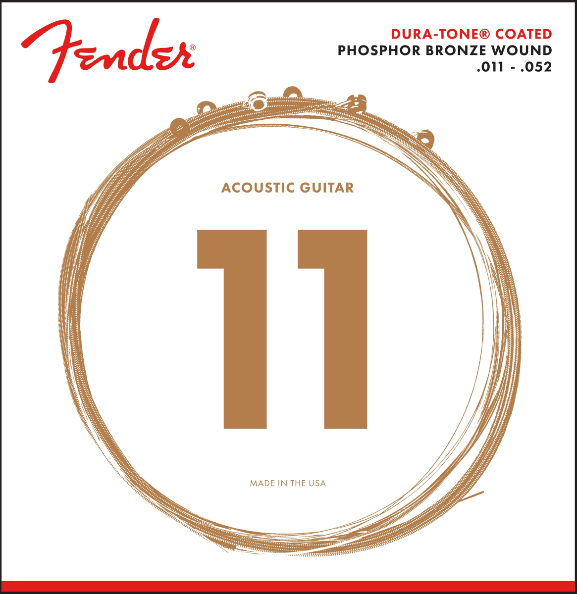 Encordadura Fender Guitarra Dura-Tone Coated Fósforo Bronce .011