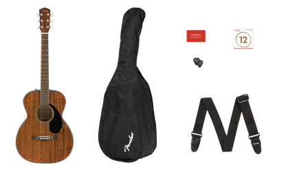 Paquete Guitarra Acústica Fender CC-60S Todo Caoba Nogal