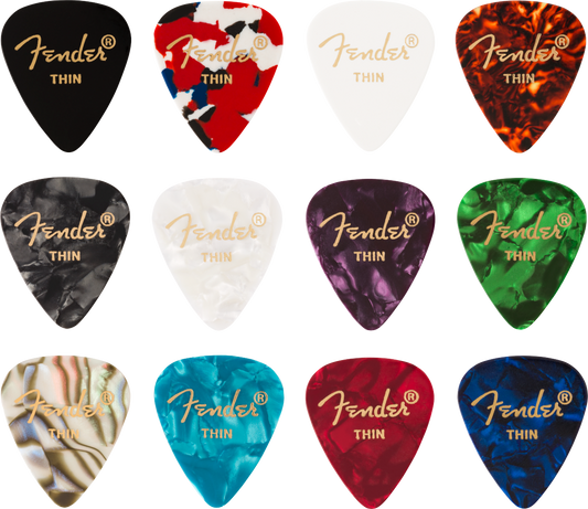 Paquete de Puas Fender Medley de Celuloide de 12 Unidades Thin