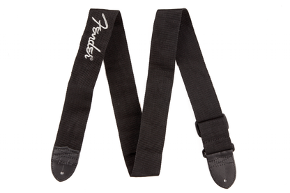 Correa de Guitarra Fender 2 Pulgadas Poliéster Negro Logo Gris