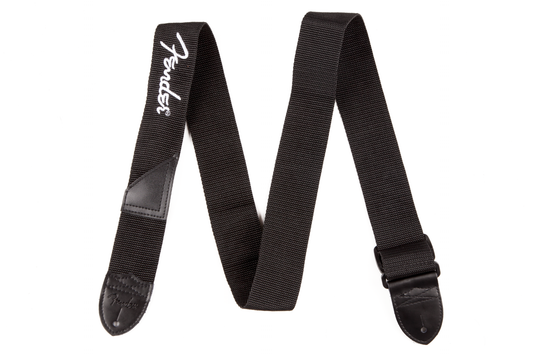 Correa de Guitarra Fender 2 Pulgadas Poliéster Negro Logo Blanco