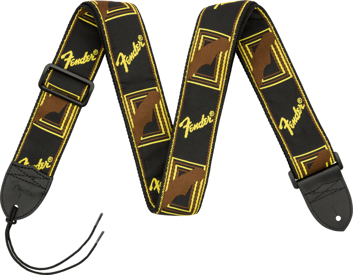 Correa de Guitarra Fender Monogrammed Eléctrica/Bajo Negro/Amarillo/Café