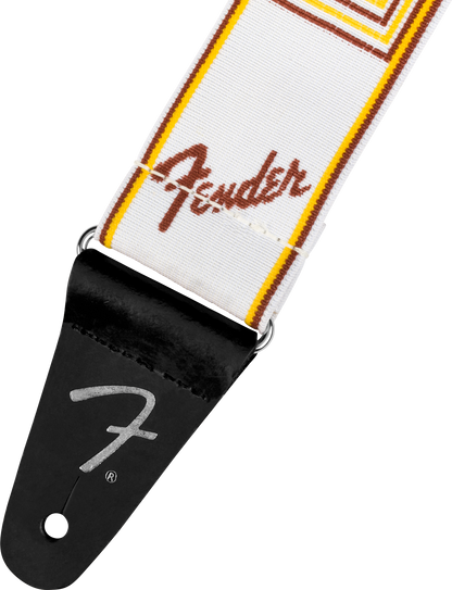 Correa de Guitarra Fender Weighless Monogram Blanco Café Amarillo