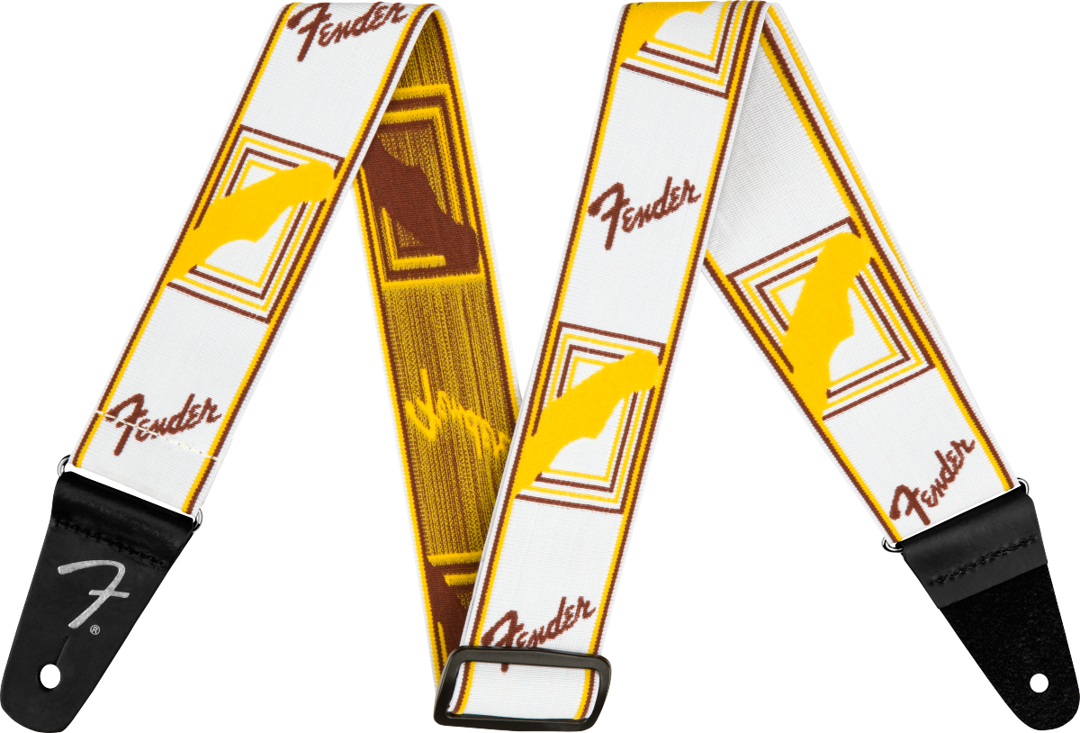 Correa de Guitarra Fender Weighless Monogram Blanco Café Amarillo