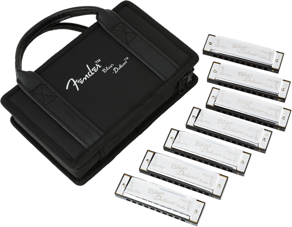 Paquete de 7 Armonicas Fender Blues Deluxe con Estuche