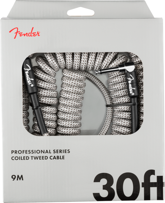 Cable Fender en Espiral Serie Professional, Tweed Blanco, 30 ' 9m.