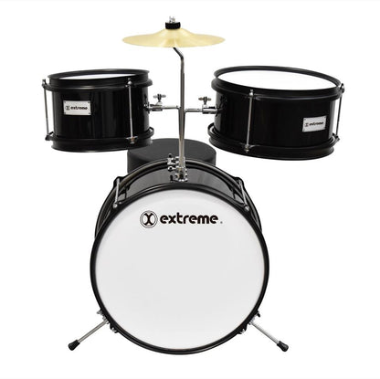 Bateria Kinder 3 Piezas con Banco y Pedal Extreme Negra