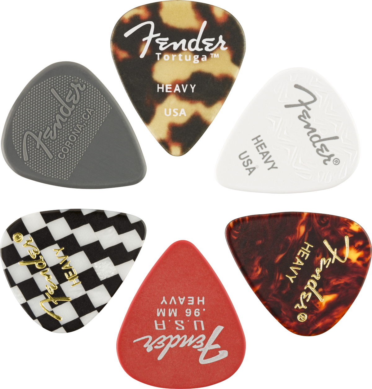 Paquete de Puas Fender 351 Material Medley, Hvy (6) .96