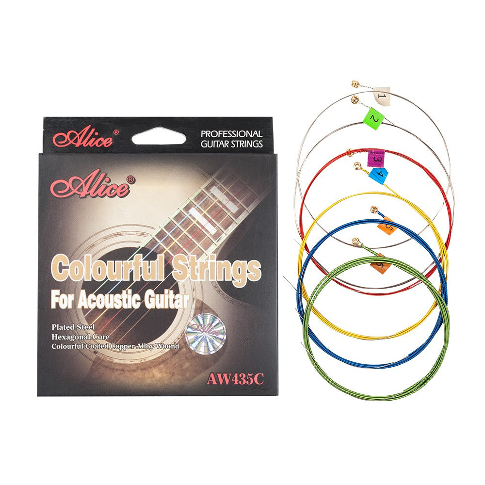 Juego de Cuerdas Guitarra Acústica Colores Super Light Alice