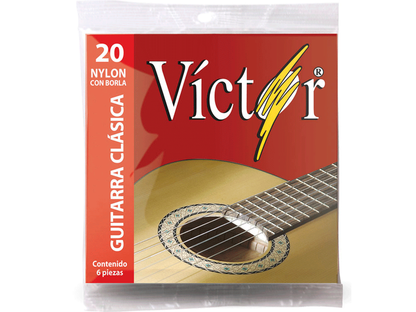 Encordadura Victor para Guitarra, Nylon Negro con Borla