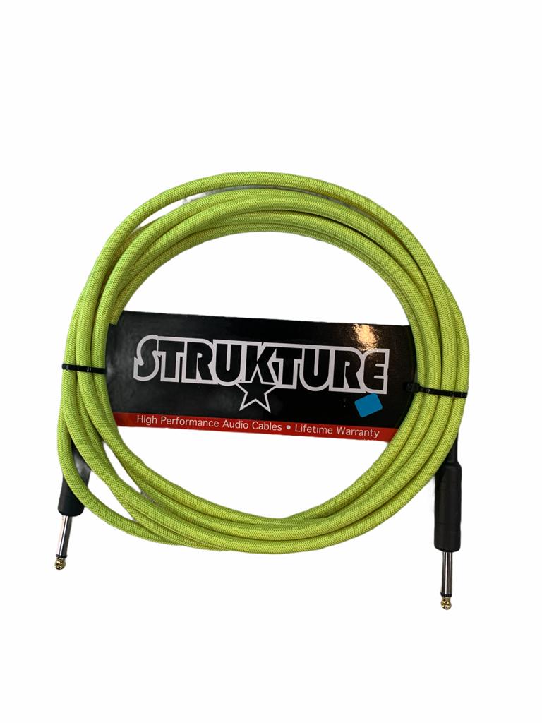 Cable para Instrumento Textil Amarrillo Neon 3.05 Mts 1/4¨- 1/4¨